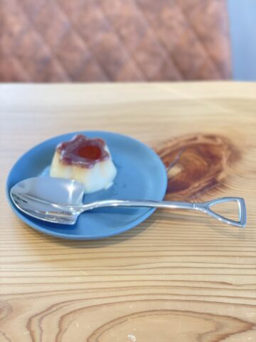 プリンと並べたメガスコップスプーン